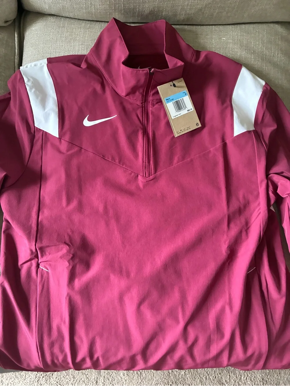 Nike Maroon and White 1/4-Zip Performance Jacket NWT Men’s Medium
